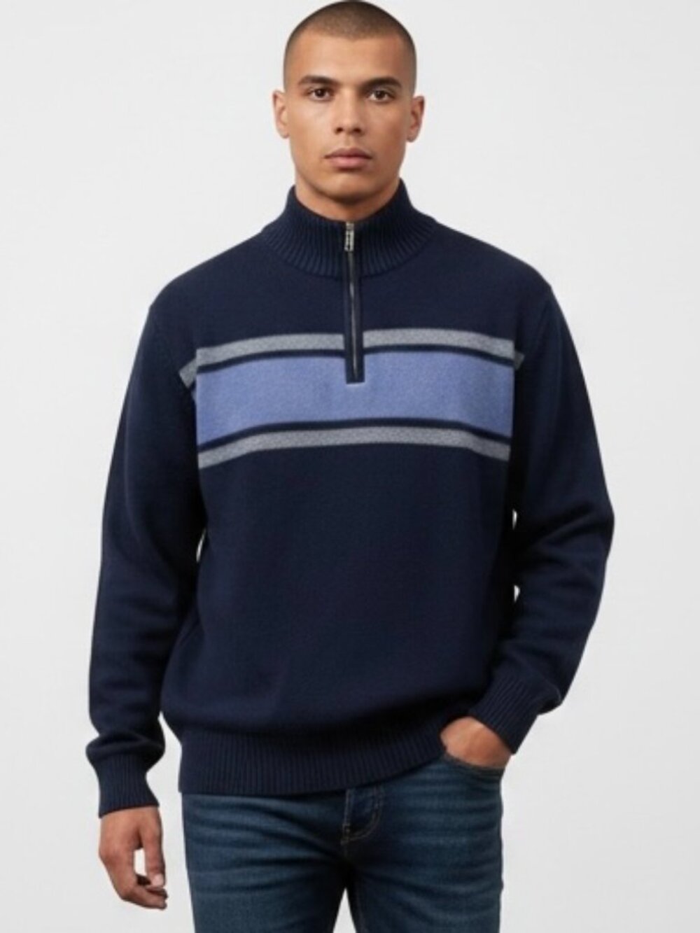 Dockers 1/4 Zip‎ Pullover  Mens XL Cotton Long Sleeve Blue Sweater